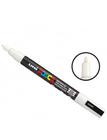 Posca - Marqueur peinture blanc PC3M - pointe conique fine 1,5mm