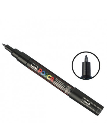 Posca - Marqueur peinture noir PC1MC - pointe conique extra-fine 1mm