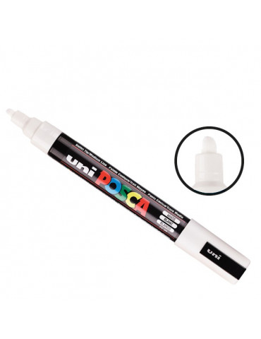 Posca - Marqueur peinture Blanc PC5M - pointe conique moyenne 2,5mm