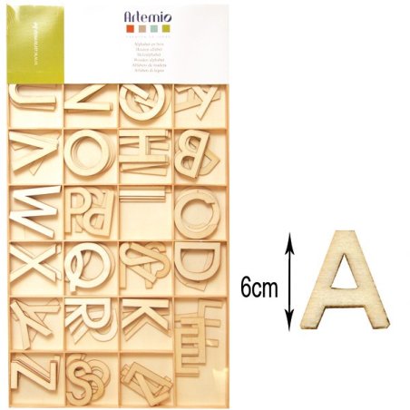 Lettres en bois - Majuscules 6cm - 130 pièces