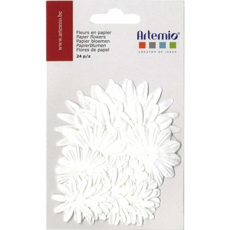 Fleurs papier assorties Blanc x24