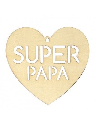 Silhouette bois Coeur Super Papa - Artemio