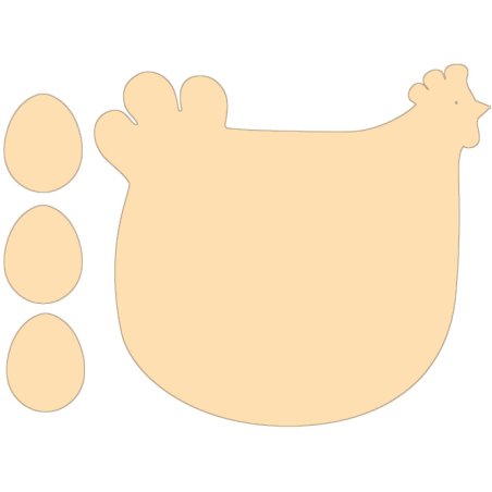 Silhouette poule en bois + socle - Supports Pâques - 10 Doigts