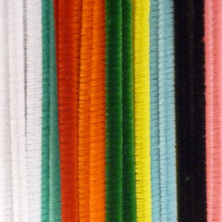 Fils chenille multicolores 8mm x45