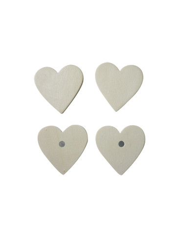 Formes aimantées bois - Coeurs x4