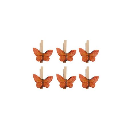 Pinces à linge papillon orange x6