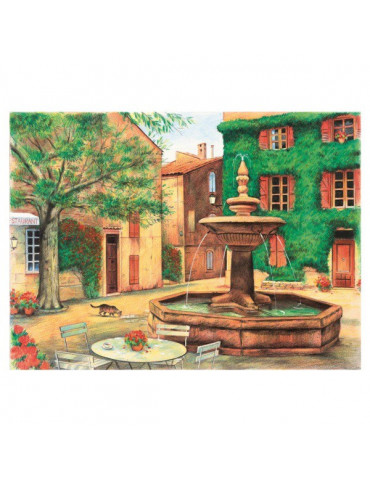 Peinture numéro crayons aquarelle - Place de la Fontaine 