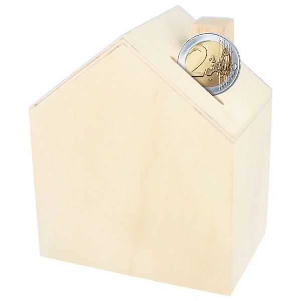 Tirelire maison en bois - 12x14,5 cm