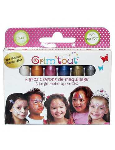 Crayons maquillage Grim'tout jumbo - Couleurs métallisées x6