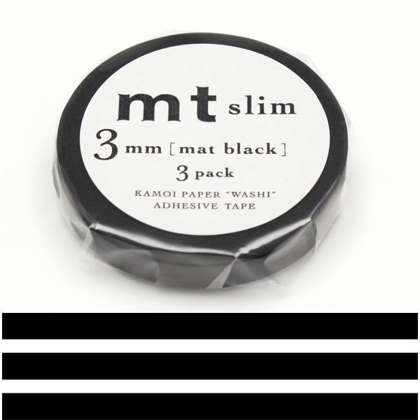 Masking tape uni - Noir mat 3mm x3
