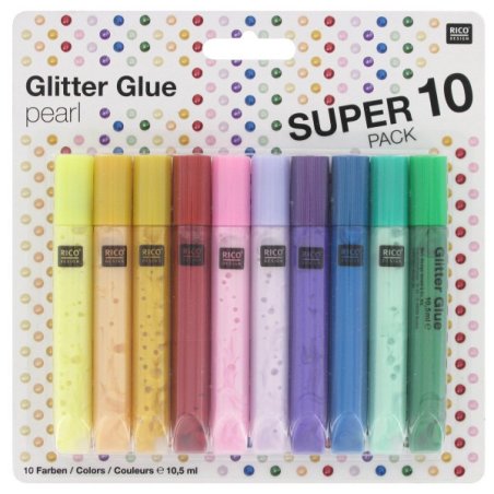 Glitter Glue Pearl 10,5ml x10 - Rico Design