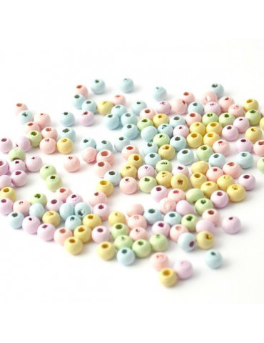 Perles bois Pastel 6mm x125