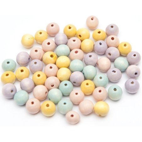 Perles bois Pastel 10mm x60