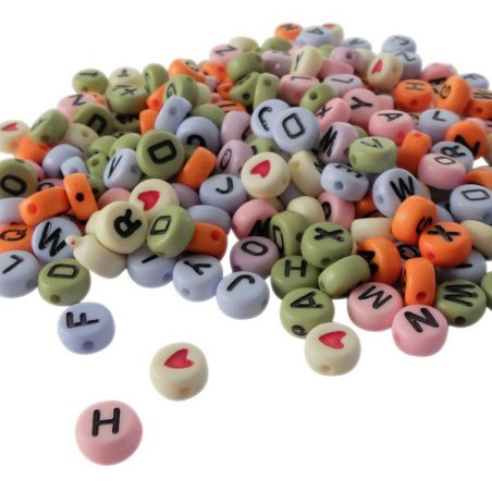 Perles alphabet Multicolores x 250