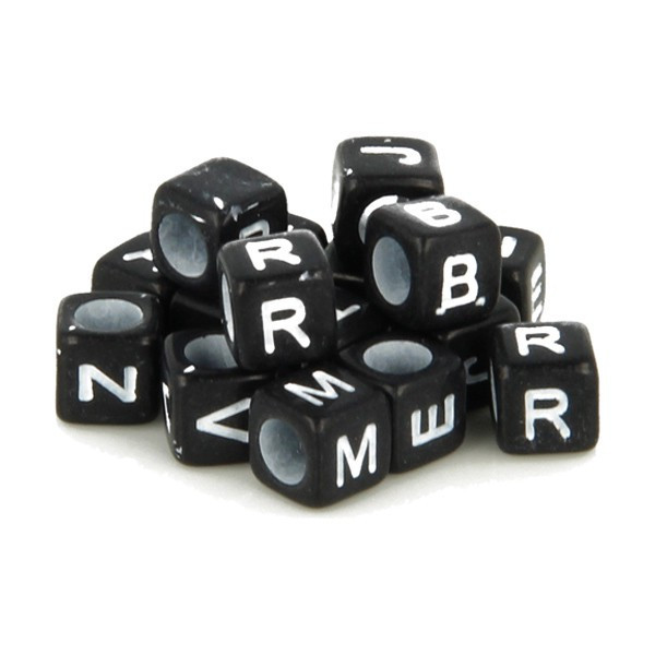 Perles alphabet noir et blanc - 300 Perles cube 6mm - Artemio