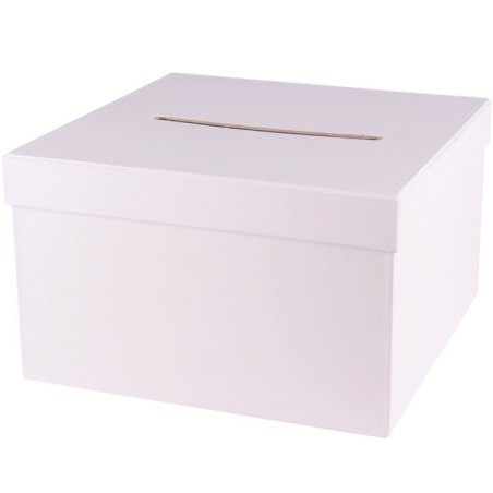 Urne carrée en carton blanc - 24,5x24,5x15 cm