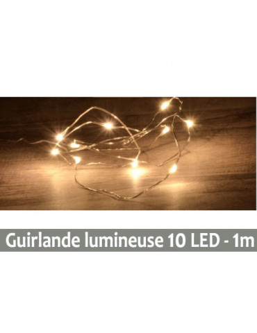 Guirlande lumineuse fil cuivre - 10 ampoules LED - 90 cm