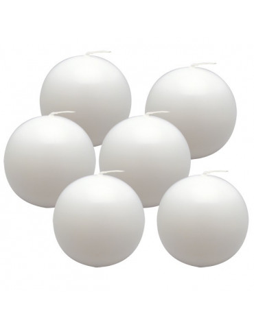 Bougies blanches boule 80mm x6