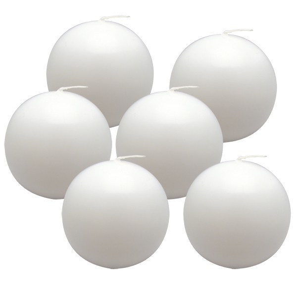 Bougies blanches boule 80mm x6