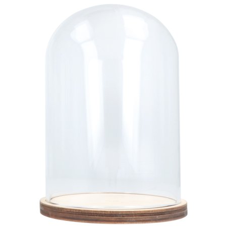 Cloche en verre avec socle bois - 11x15cm