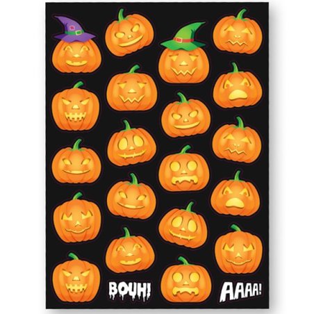 Gommettes Halloween - Citrouilles - 44 stickers