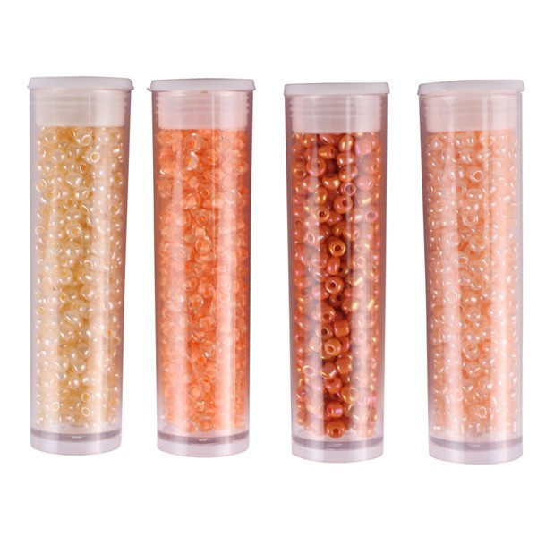 Perles de rocaille - Orange - 4 tubes assortis x8g