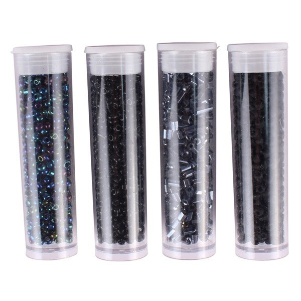 Perles de rocaille - Noir - 4 tubes x8g