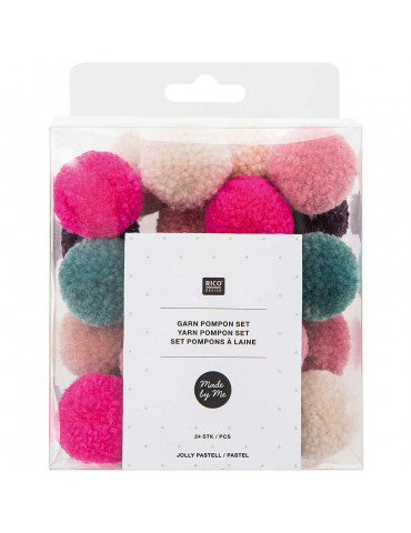 Pompons laine - Mix pastel x24 - 3cm