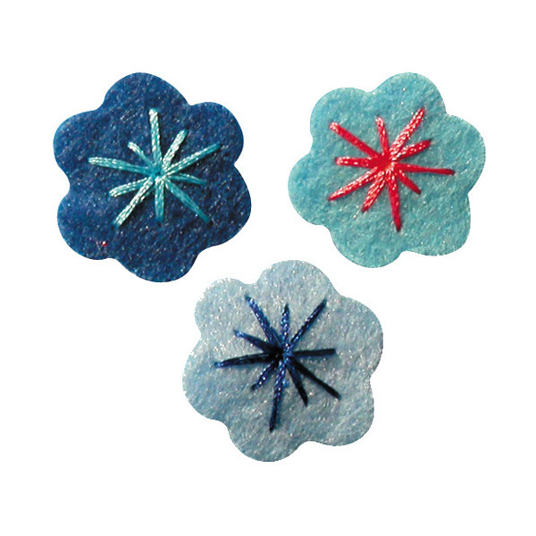 Petites fleurs feutrine bleues x10