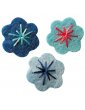 Petites fleurs feutrine bleues x10