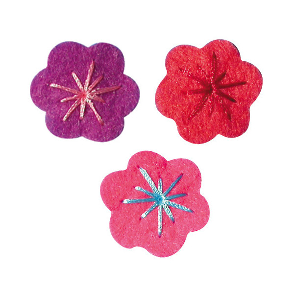 Petites fleurs feutrine rose x10
