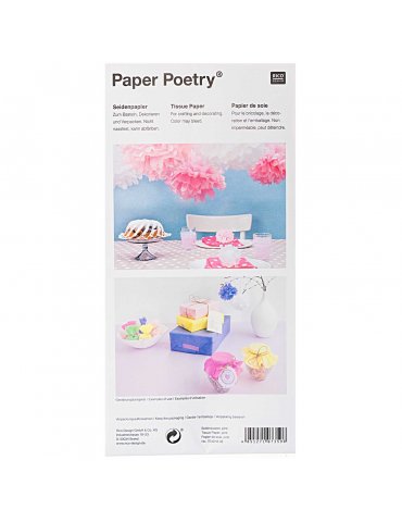 Pochette 5 feuilles Papier soie Bleus assortis - 50x70cm - Paper Poetry