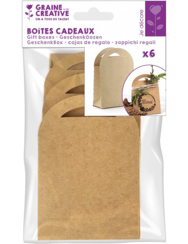 Sachet 6 petits sacs cadeau kraft - 7x10cm - Graine Créative
