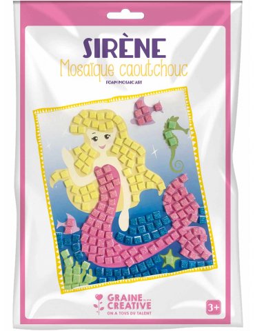Kit mosaïque mousse caoutchouc souple Sirène - 3+ - Graine Créative