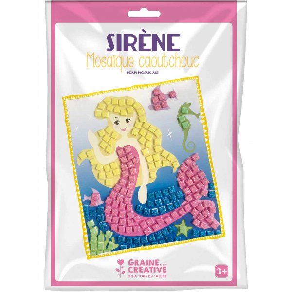 Kit mosaïque mousse caoutchouc souple Sirène - 3+ - Graine Créative