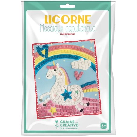 Kit mosaïque mousse caoutchouc souple Licorne - Graine Créative - 3 ans+