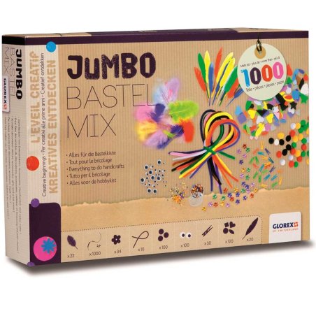 Kit créatif enfant - Jumbo Bastel Mix +1000 accessoires - Glorex