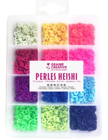 Boite 1750 Perles Heishi 6mm - Fluorescentes - Graine Créative