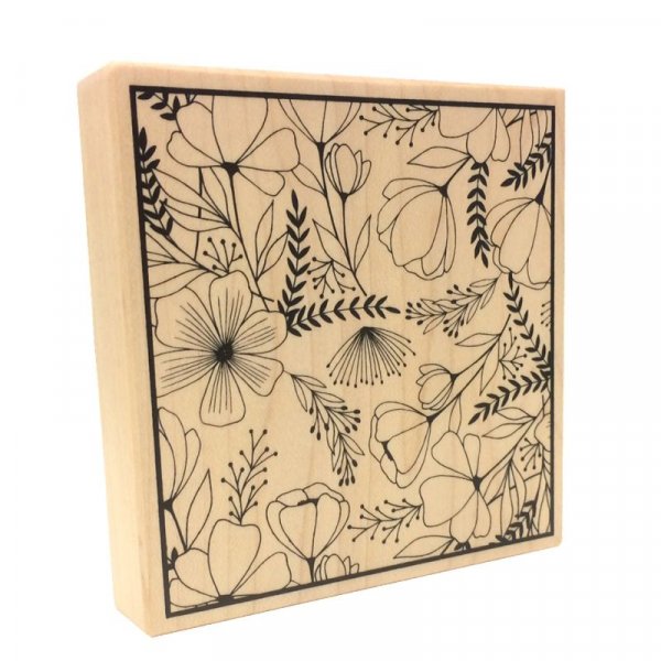 Tampon bois Artemio - Good Vibes' Fleurs - 10x10cm