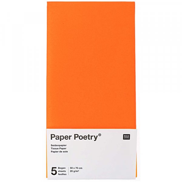 Papier soie Rouge Fluo - 5 feuilles 50x70cm - Paper Poetry