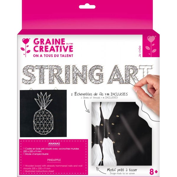 Kit Tableau String Art - Ananas - 22x22cm - Graine Créative