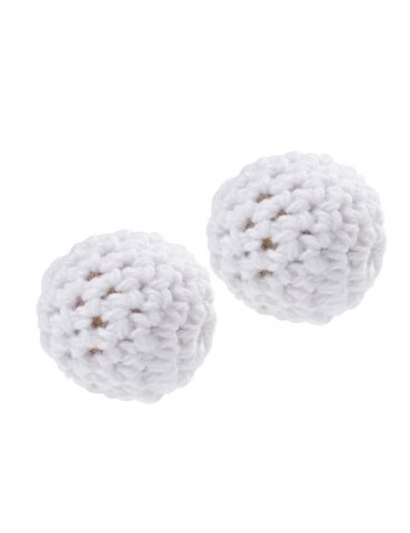 Perle crochetée Blanc 20mm - 2 pièces - HobbyFun