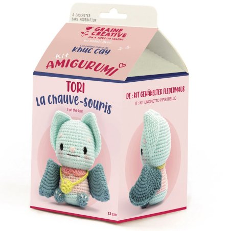 Kit crochet Amigurumi - Tori la Chauve-souris - 13cm - Graine créative