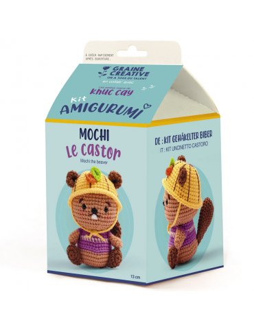 Kit crochet Amigurumi - Mochi le Castor - 13cm - Graine Créative