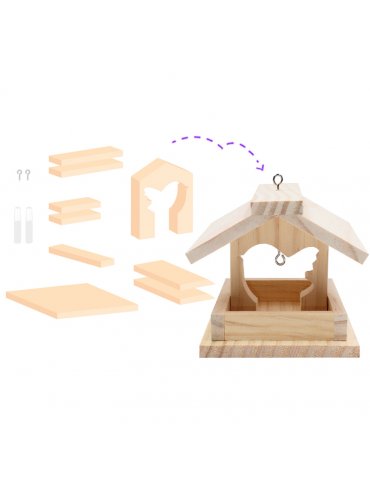 Kit mangeoire en bois à construire - 12x14x12 cm - Sodertex
