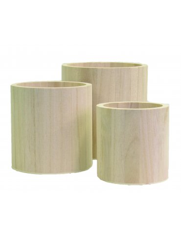 Set 3 vases ronds bois