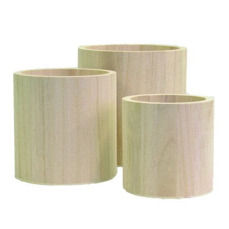 Set 3 vases ronds bois