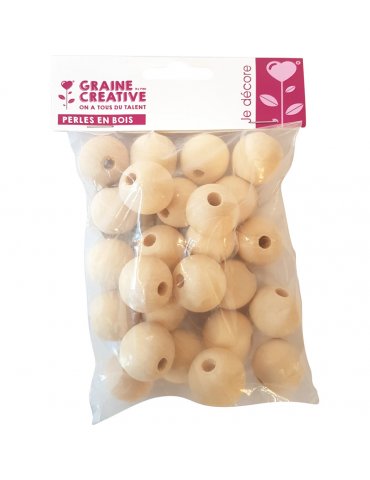 Sachet 10 Perles bois 40mm - Graine Créative