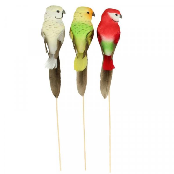 Oiseaux décoratifs à piquer - Oiseaux décoratifs - Perruches à plumes - 3 pièces - Artemio