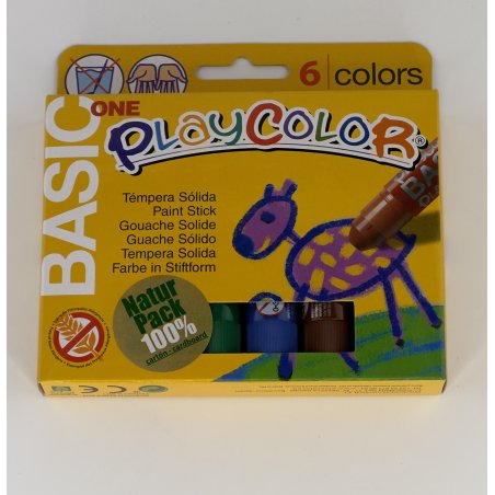 Playcolor One - Boite 6 sticks de Gouache solide Textil - Instant